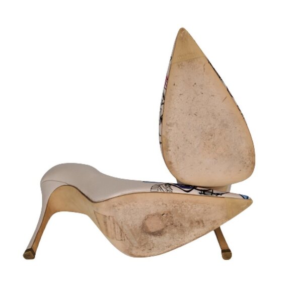 Miu Miu Floral Pointed Toe Leather Pumps - Picture 5 of 6